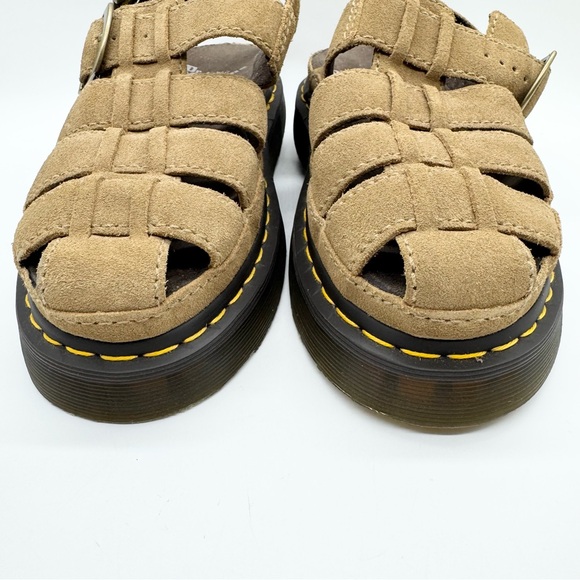Dr. Martens Wrenlie Bronx Suede Fisherman Sandals Chunky Platform Tan Sz L9/M8‎ - Picture 6 of 11